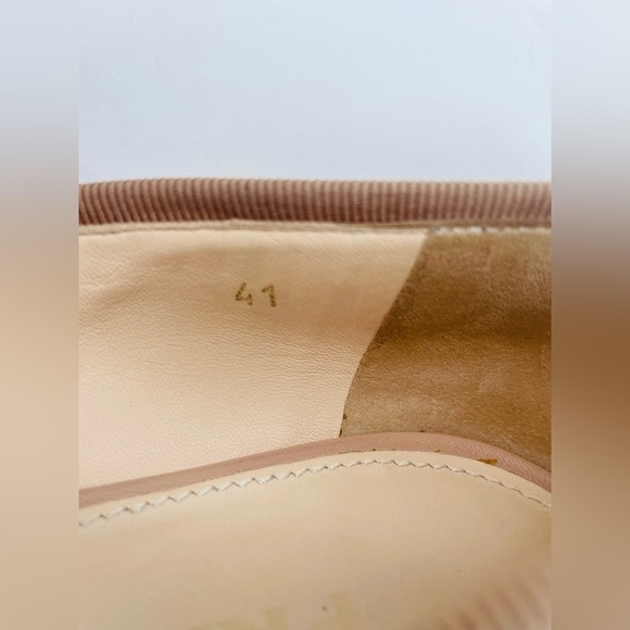 Prada Beige/Nude leather logo embellished bowtie pointed toe ballerina flats 41 - Picture 12 of 14